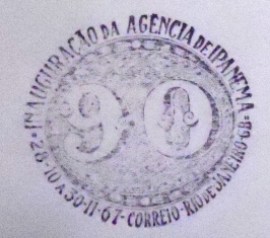 Carimbo Comemorativo de 1967 Inauguração Ag. Ipanema