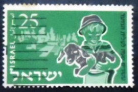 Selo postal de Israel de 1955 Boy and Lamb