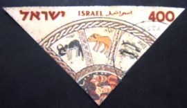 Selo postal de Israel de 1957 Sun Chariot and 12 zodiac signs