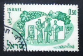 Selo postal de Israel de 1960 Resettled family