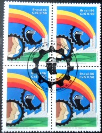 Quadra de selos do Brasil de 1986 Dia do Trabalho