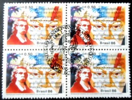 Quadra de selos postais do Brasil de 1986 Carlos Gomes