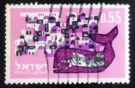 Selo postal de Israel de 1963 Jonah remained in the bowels of the fish
