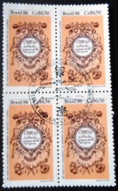 Quadra de selos postais do Brasil de 1986 Gregório de Mattos