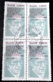 Quadra de selos postais do Brasil de 1986 Manuel Bandeira