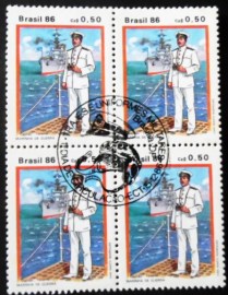 Quadra de selos postais do Brasil de 1986 Marinha
