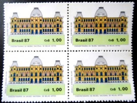 Quadra de selos postais de 1987 Museu Belas Artes Rio