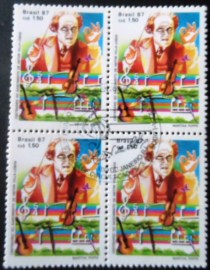 Quadra de selos postais do Brasil de 1987 Villa Lobos