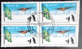 Quadra de selos postais do Brasil de 1987 FAB NO ANTÁRTICO