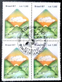 Quadra de selos postais do Brasil de 1987 Correio Rural