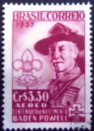 Selo postal Correio Aéreo de 1957 Baden Powell