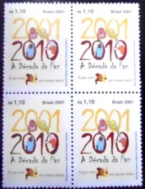 Quadra de selos postais do Brasil de 2001 Década da Paz