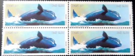 Quadra de selos postais do Brasil de 1987 Baleia Franca