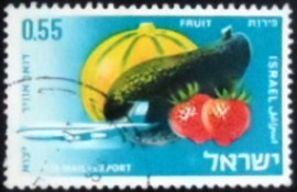 Selo postal de Israel de 1968 Jet and Fruits