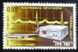 Selo postal de Israel de 1968 Jet and Electronics