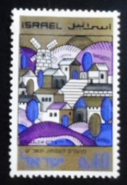 Selo postal de Israel de 1968 Yemin Moshe District and Mount of Olives
