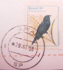Selo postal do Brasil de 1997 Tiziu Apiaí