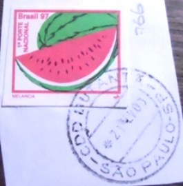 Selo postal do Brasil de 1997 Melancia - Butantã