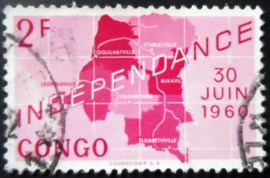 Selo postal do Congo de 1960 Map of independent Republic of Congo