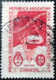 Selo postal da Argentina de 1947 Map of Argentine Antarctic Claims