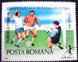 Selo postal da Romênia de 1990 England-Netherlands