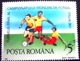 Selo postal da Romênia de 1990 Romania-Cameroon