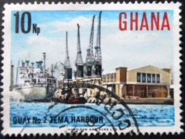 Selo postal de Gana de 1967 Quay Nº2 Tema Harbor