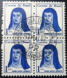 Quadra de selos postais do Brasil de 1967 Madre Joana Angélica
