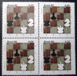 Quadra de selos postais do Brasil de 1980 Xadrez Postal
