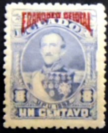 Selo postal do Equador de 1892 Juan Flores overprinted Oficial