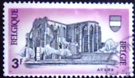 Selo postal da Bélgica de 1969 Ruins of Aulne Abbey in Gozee