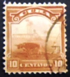 Selo postal de Cuba de 1899 Sugar Cane Plantation