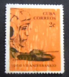 Selo postal de Cuba de 1966 Commander and Tank