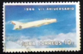 Selo postal de Cuba de 1966 Fighter MiG-21