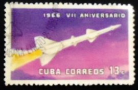 Selo postal de Cuba de 1966 Rocket