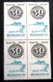 Quadra de selos do Brasil de 1983 Brasiliana 83 30 Réis