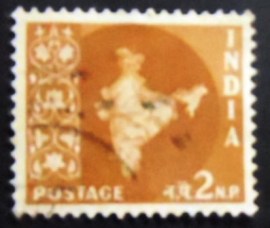 Selo postal da Índia de 1958 Map of India