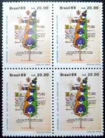 Quadra de selos postais do Brasil de 1988 Lei Áurea