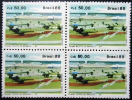 Quadra de selos postais do Brasil de 1988 Plano Piloto de Brasília MZC