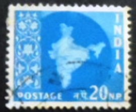 Selo postal da Índia de 1958 Map of India and Five Year Plan