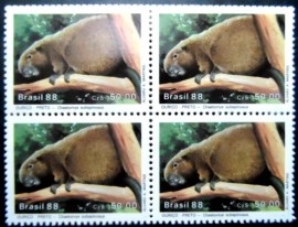 Quadra de selos postais do Brasil de 1988 Ouriço Preto