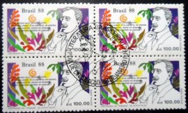 Quadra de selos postais do Brasil de 1988 Olavo Bilac