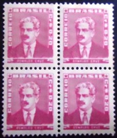 Quadra de selos postais do Brasil de 1954 Oswaldo Cruz