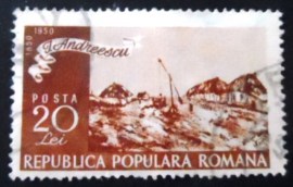 Selo postal da Romênia de 1950 The Dorfbrunnen