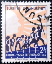 Selo postal da Turquia de 1981 Anti illiterac