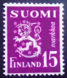 Selo da postal da Finlândia de 1950 Coat of Arms 15