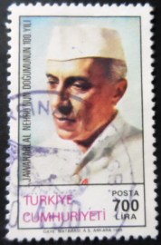 Selo postal da Turquia de 1989 Jawaharlal Nehru