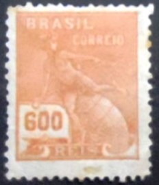 Selo postal do Brasil de 1929 Mercúrio e Globo