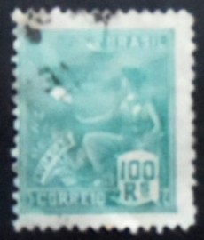 Selo postal do Brasil de 1929 Aviação 100 U
