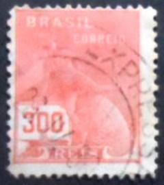 Selo postal do Brasil de 1930 Mercúrio e Globo 300 M